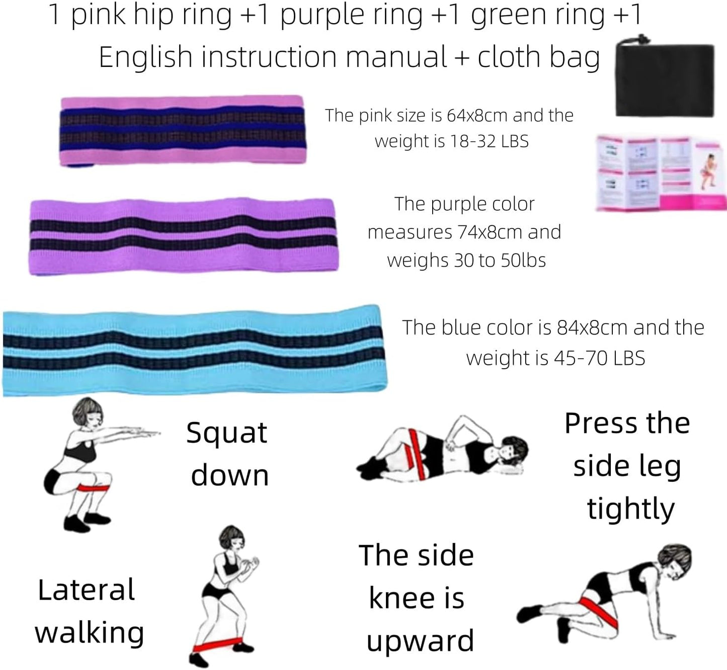 Shoyisenka Pilates Starter Set Pink Includes Ring, Hip Resistance Band  NEW
