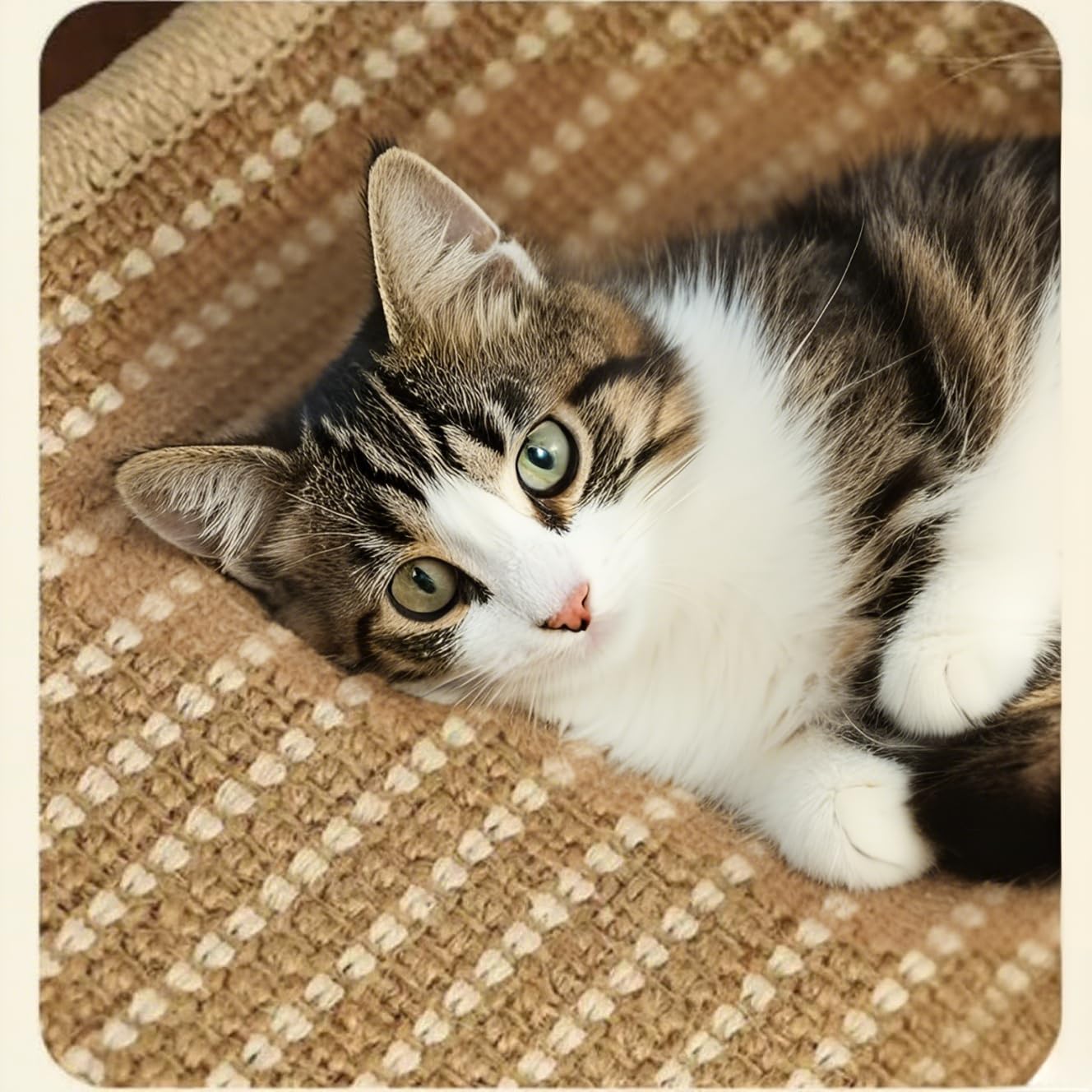 ByteVue Linen-Blend Beds Cozy Luxury Cat Scratcher & Bed All-in-One Indoor NEW