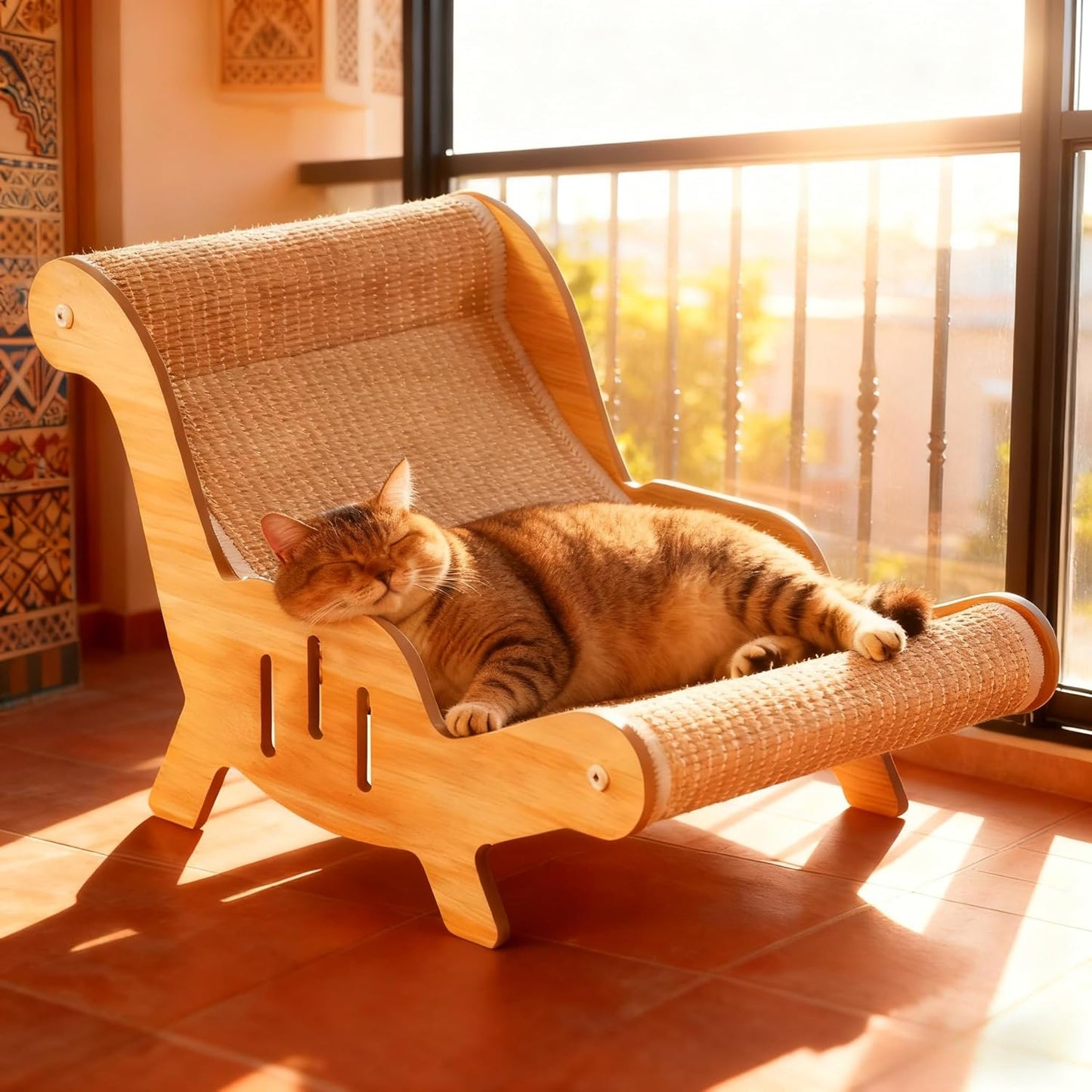 ByteVue Linen-Blend Beds Cozy Luxury Cat Scratcher & Bed All-in-One Indoor NEW
