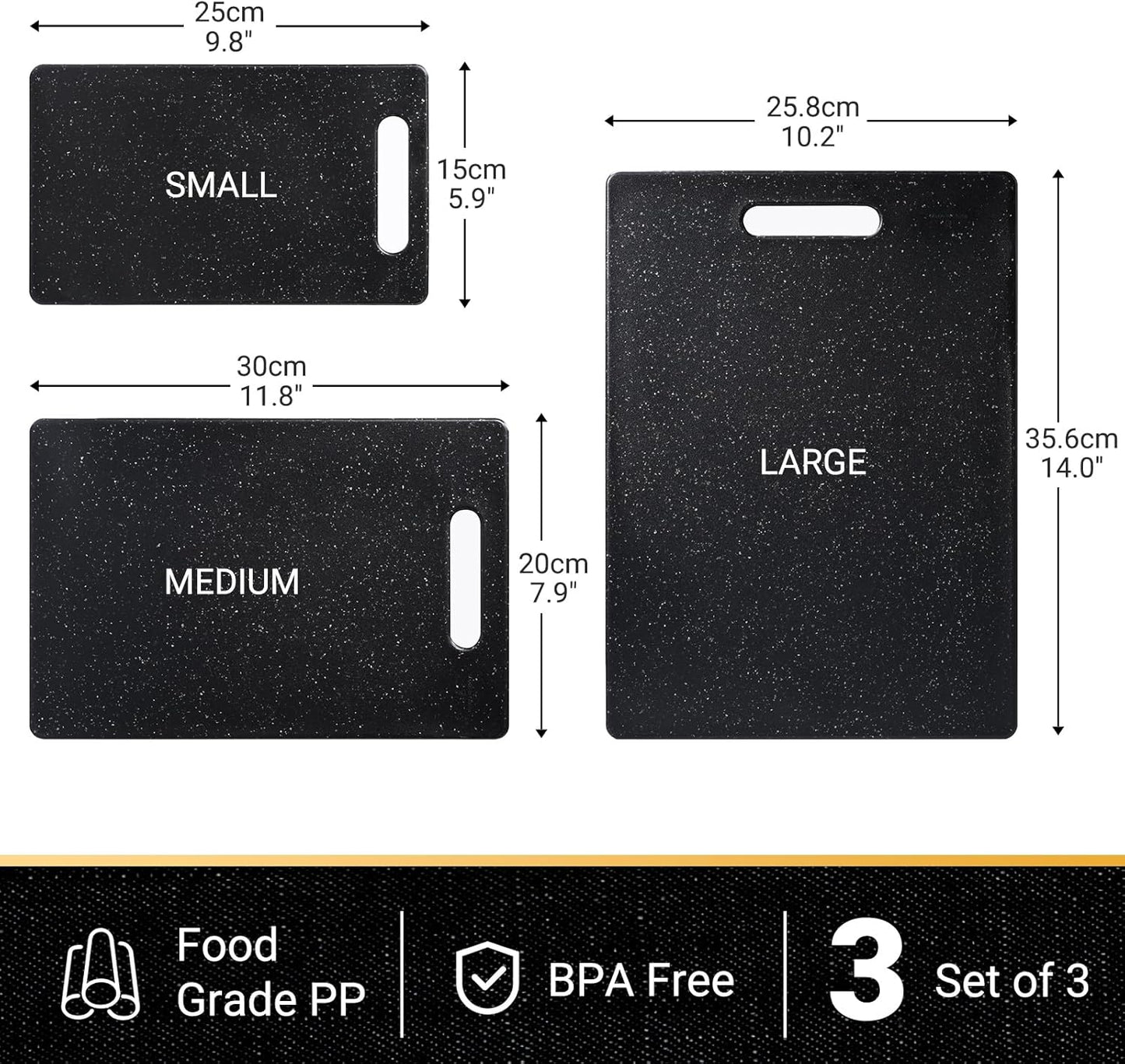 Hiorigin 3-Piece Cutting Mats Set Dishwasher Safe BPA-Free Reversible NEW
