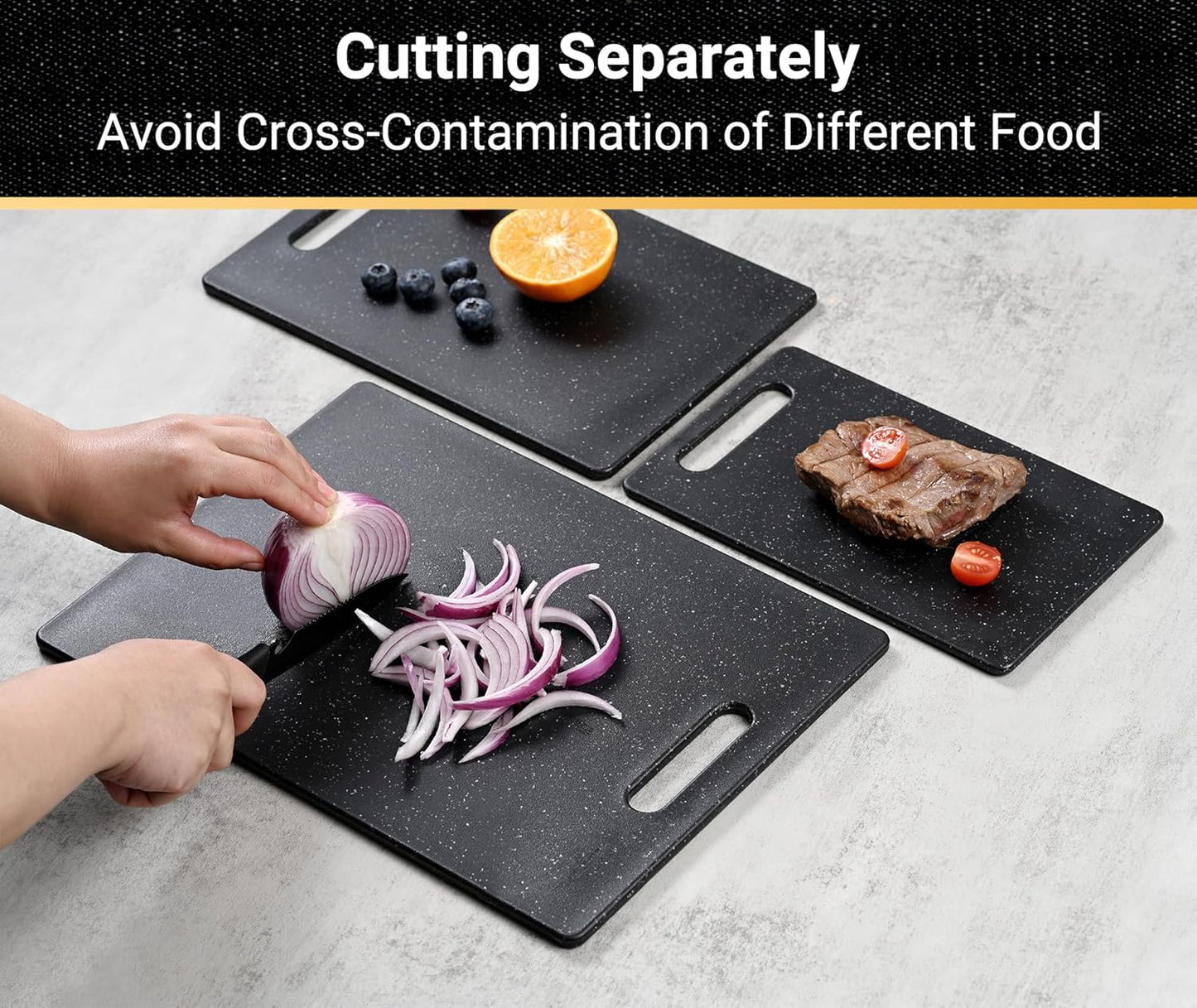 Hiorigin 3-Piece Cutting Mats Set Dishwasher Safe BPA-Free Reversible NEW