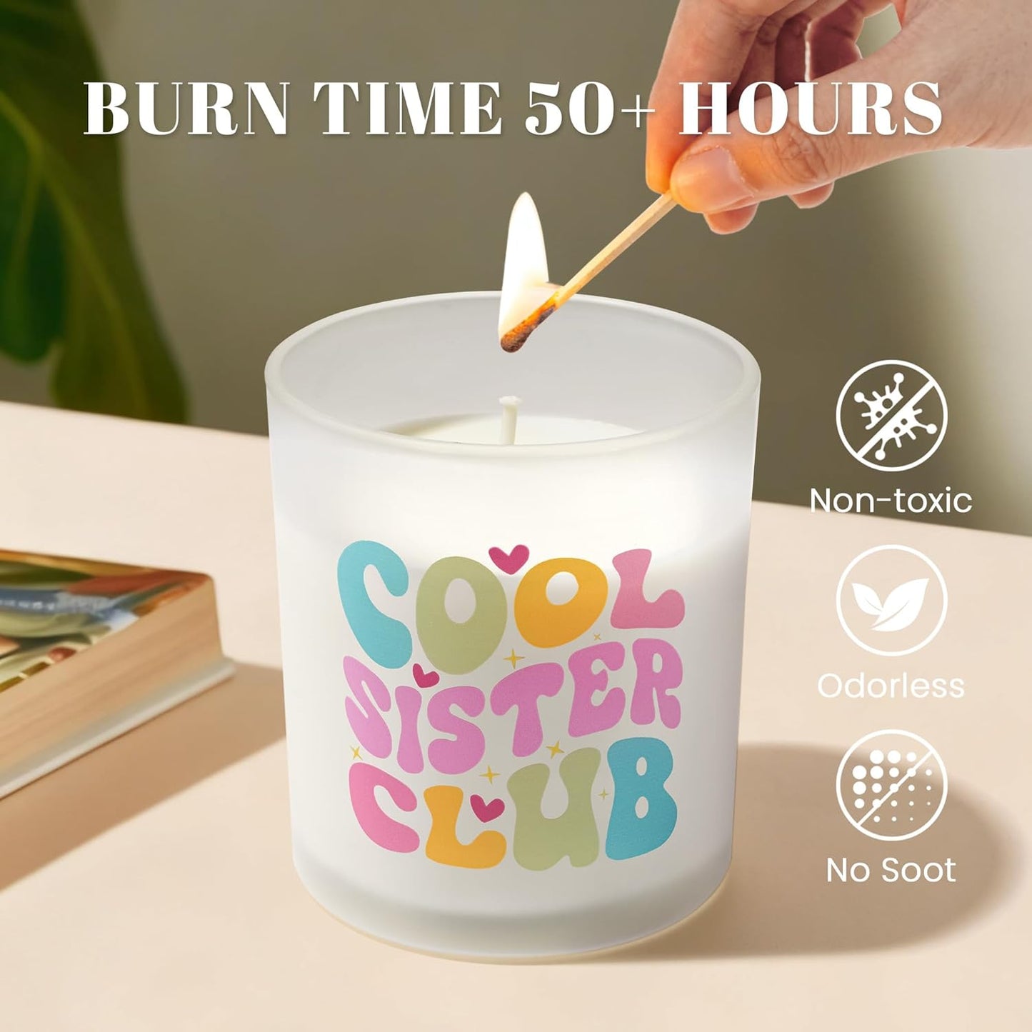 NYEONHRT Large Jar Candles Scented Soy Wax Jar Candle 'Cool Sister Club' NEW