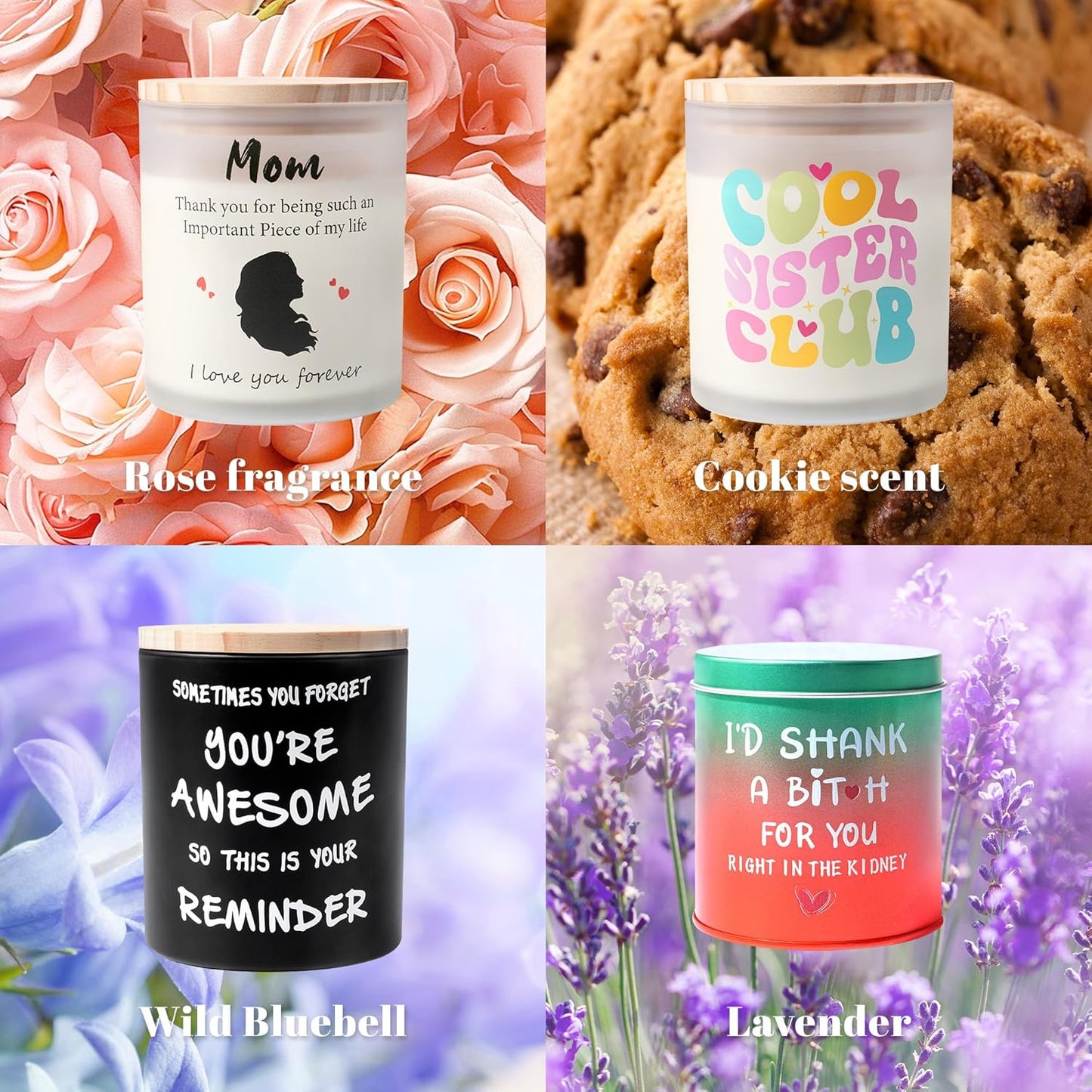 NYEONHRT Large Jar Candles Scented Soy Wax Jar Candle 'Cool Sister Club' NEW