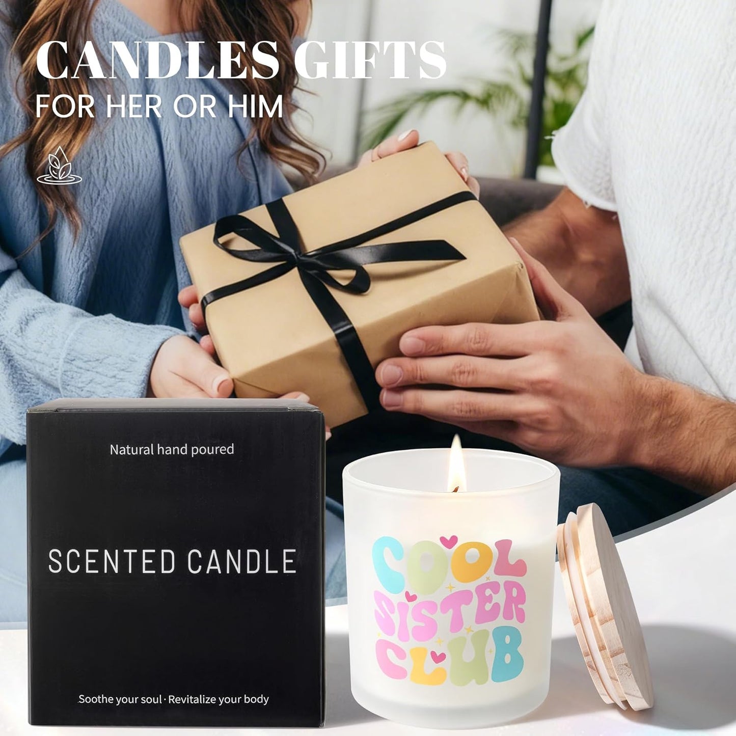 NYEONHRT Large Jar Candles Scented Soy Wax Jar Candle 'Cool Sister Club' NEW