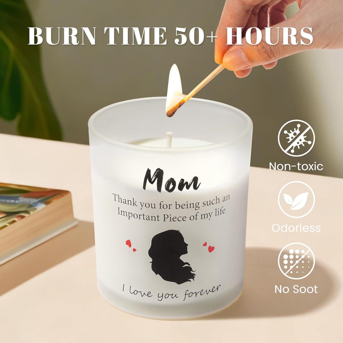 NYEONHRT 'Mom' Candles Large Jar Candle Lavender Vanilla Scented NEW