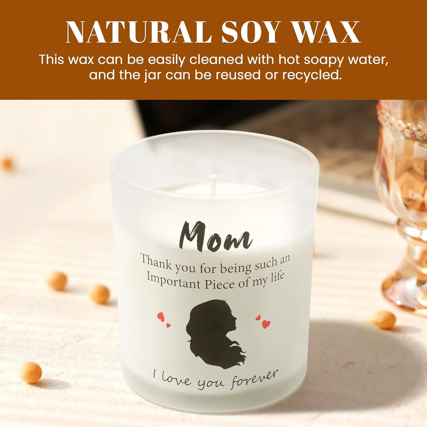 NYEONHRT 'Mom' Candles Large Jar Candle Lavender Vanilla Scented NEW