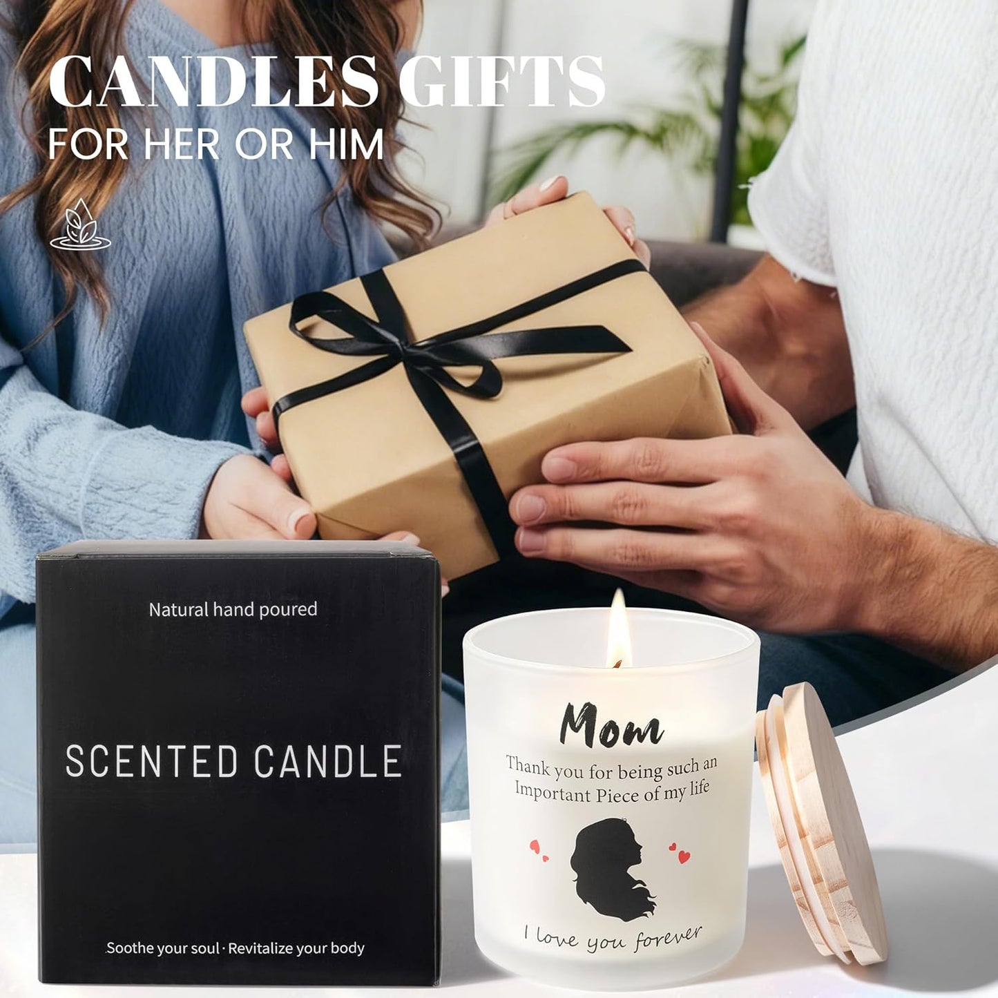 NYEONHRT 'Mom' Candles Large Jar Candle Lavender Vanilla Scented NEW