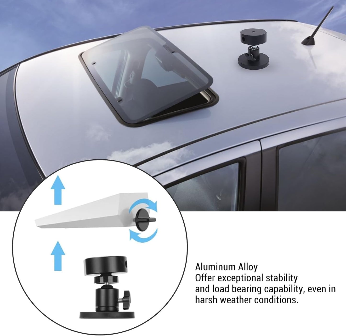 Jiawu Adjustable Angle Car Roof Mount Mini Magnetic Dish Base Mounting NEW