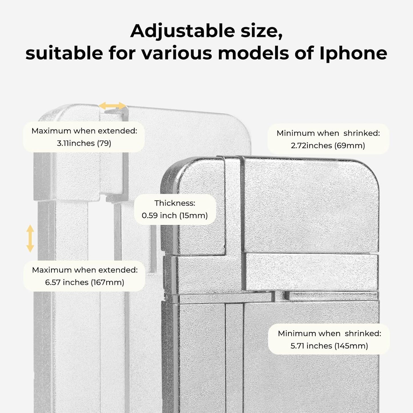 HTVRONT Adjustable Universal Aluminium Die-Cutting Phone Case Fixture Silver NEW