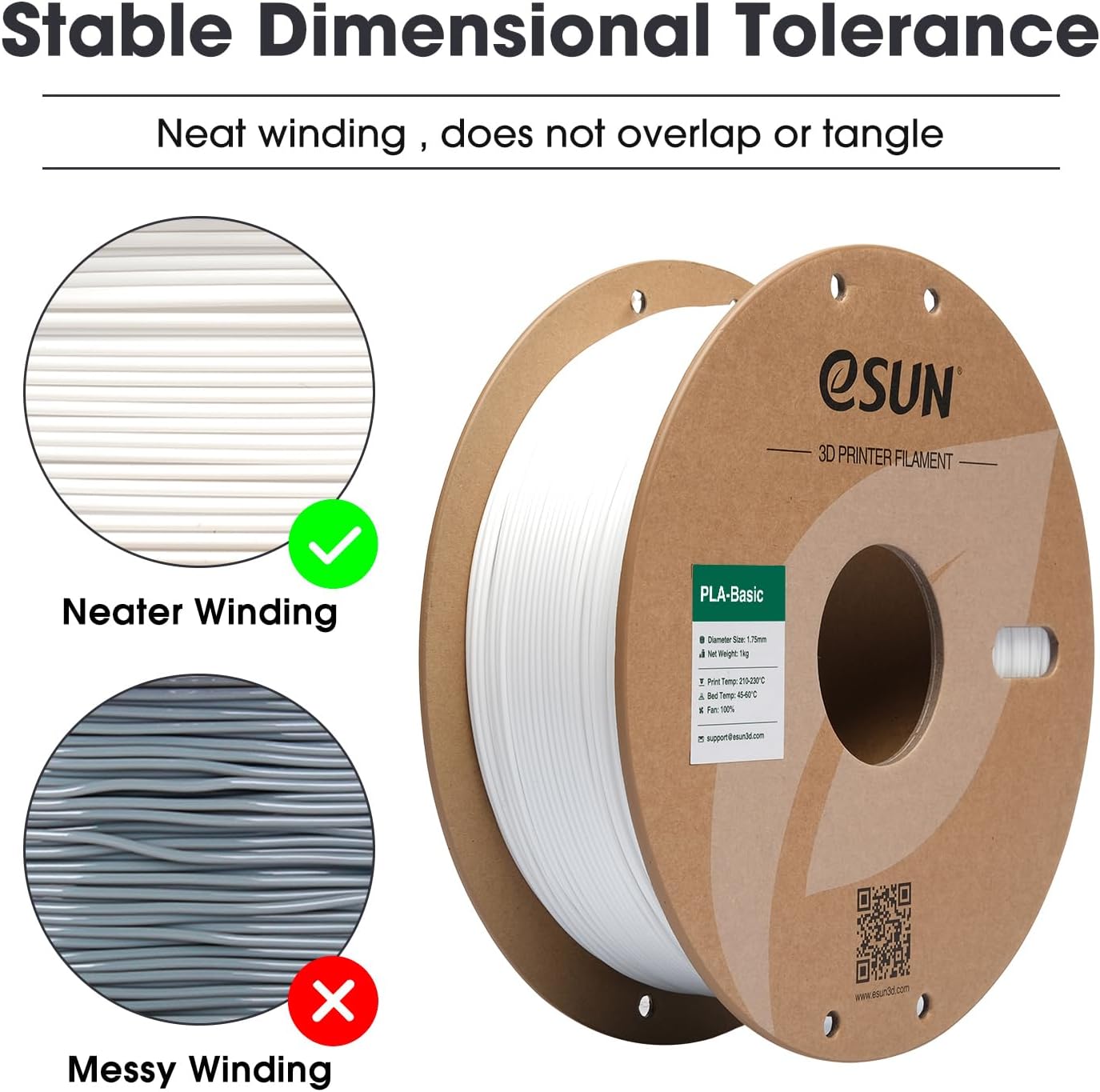 eSUN PLA 3D Printer Filament - Dimensional Accuracy White PLA 175 DEMO