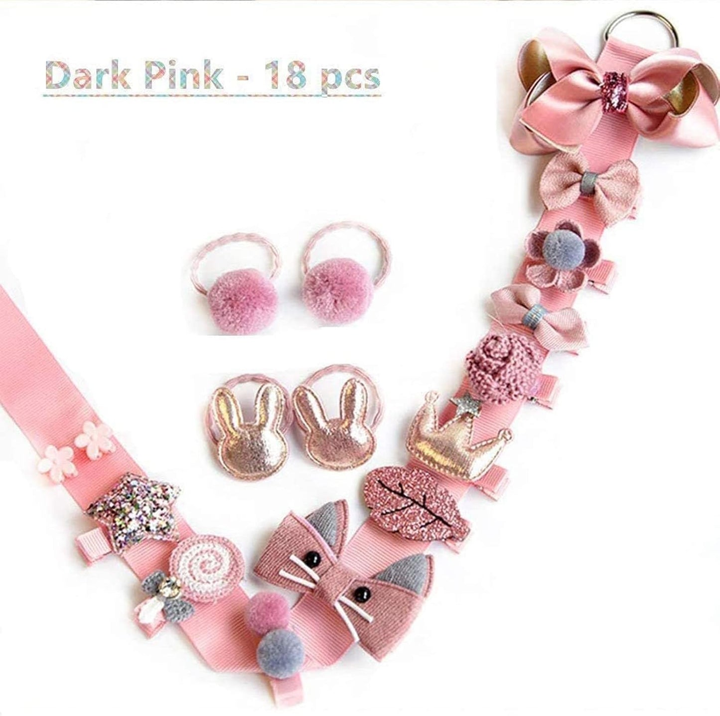 Cute Rose Pink Hair Bows for Babies & Toddlers - Elastic Ties Accessories NEW