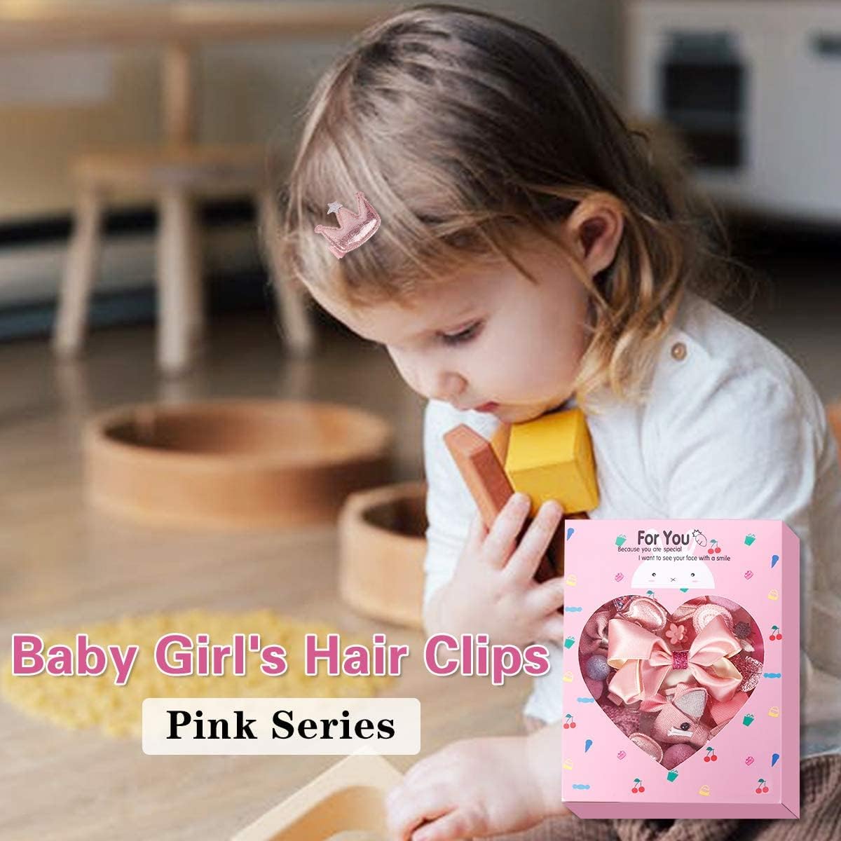 Cute Rose Pink Hair Bows for Babies & Toddlers - Elastic Ties Accessories NEW