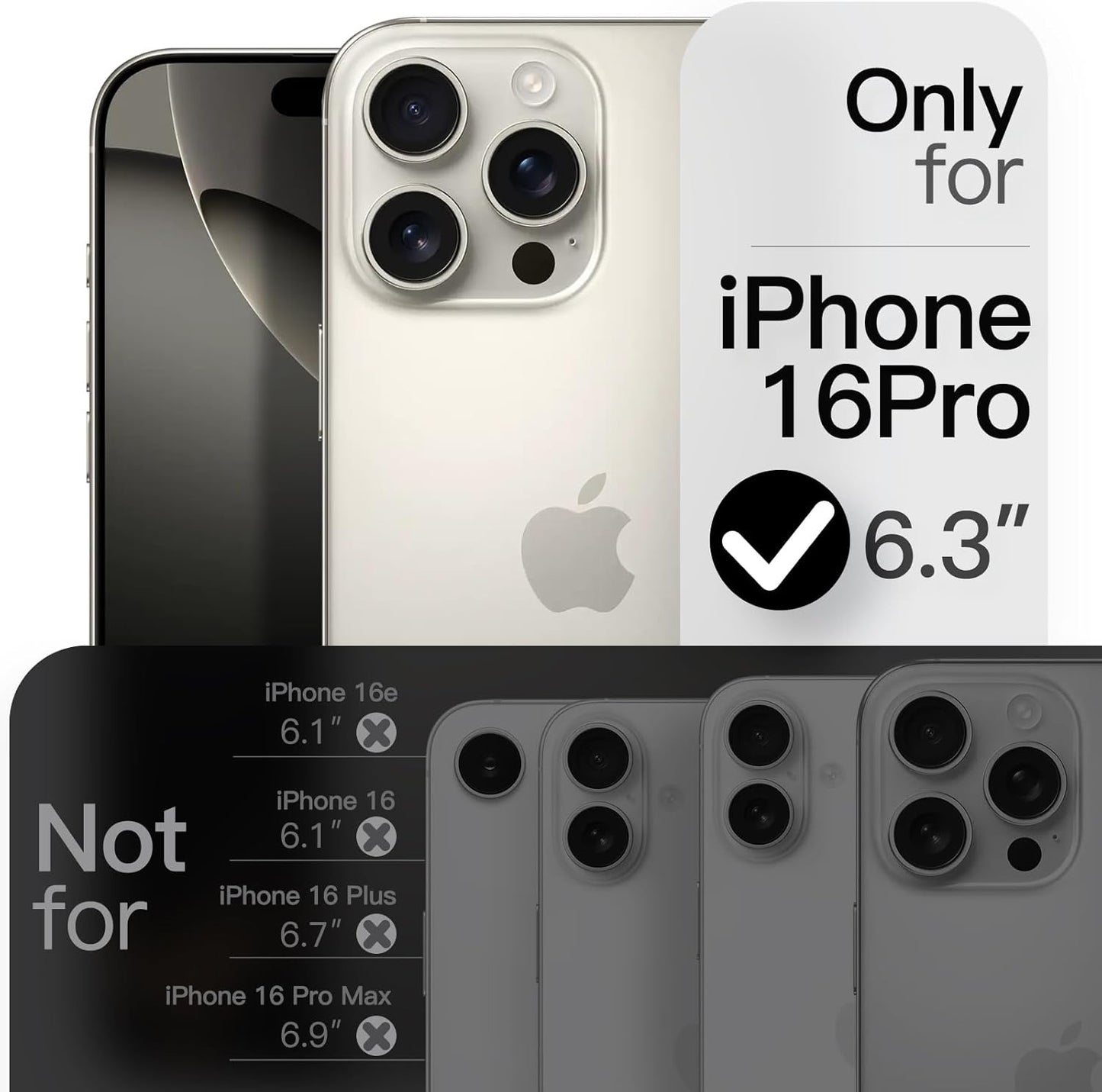 JETech Slim Basic Case iPhone 16 Pro 6.3" Full Protection Natural Titanium NEW