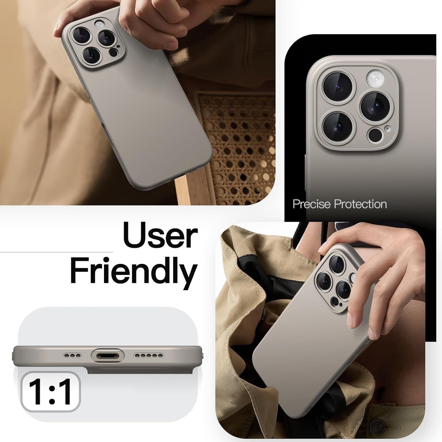 JETech Slim Basic Case iPhone 16 Pro 6.3" Full Protection Natural Titanium NEW