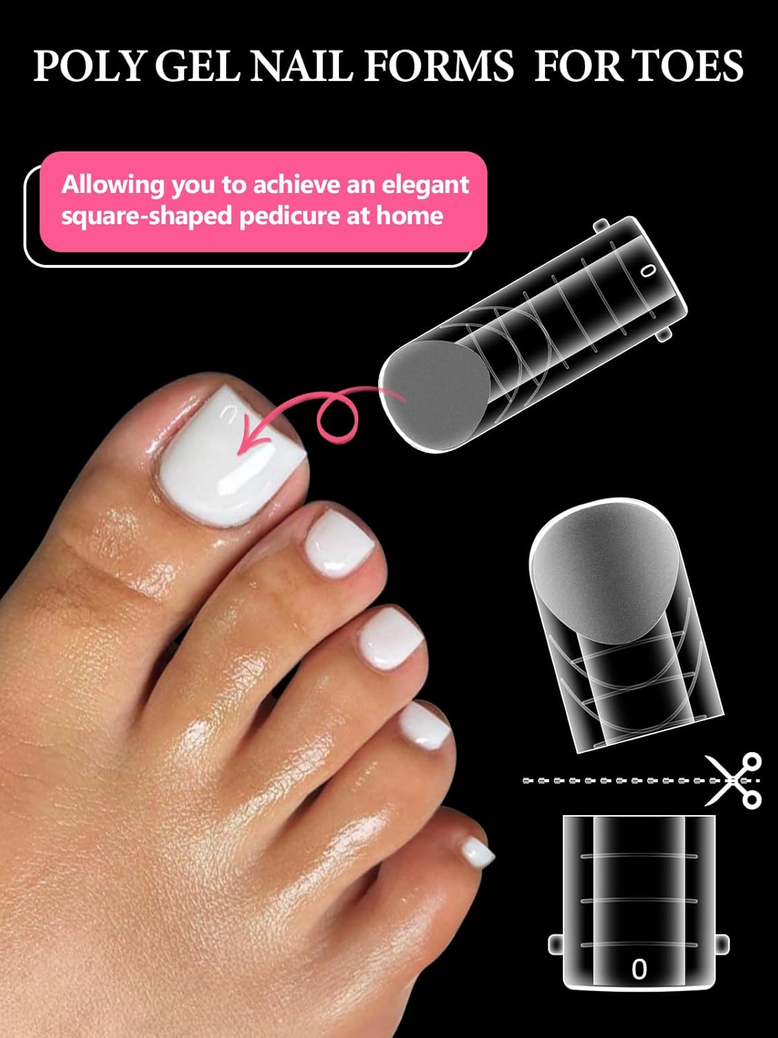 TOROKOM Poly Gel Nail Forms Long Square Dual Pedi Toe Extension Transparent NEW