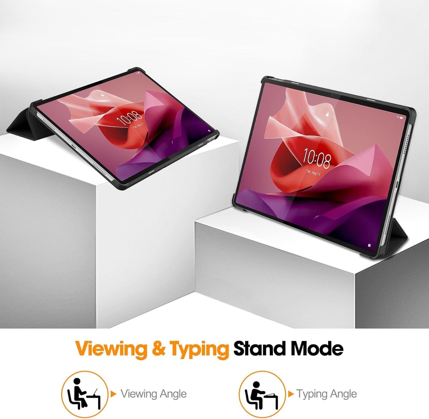 T Tersely Cases Slim Hard Stand Case for Lenovo Tab P12 12.7" Tablet, Black NEW