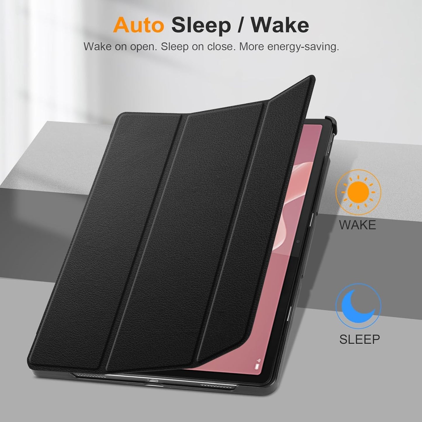 T Tersely Cases Slim Hard Stand Case for Lenovo Tab P12 12.7" Tablet, Black NEW