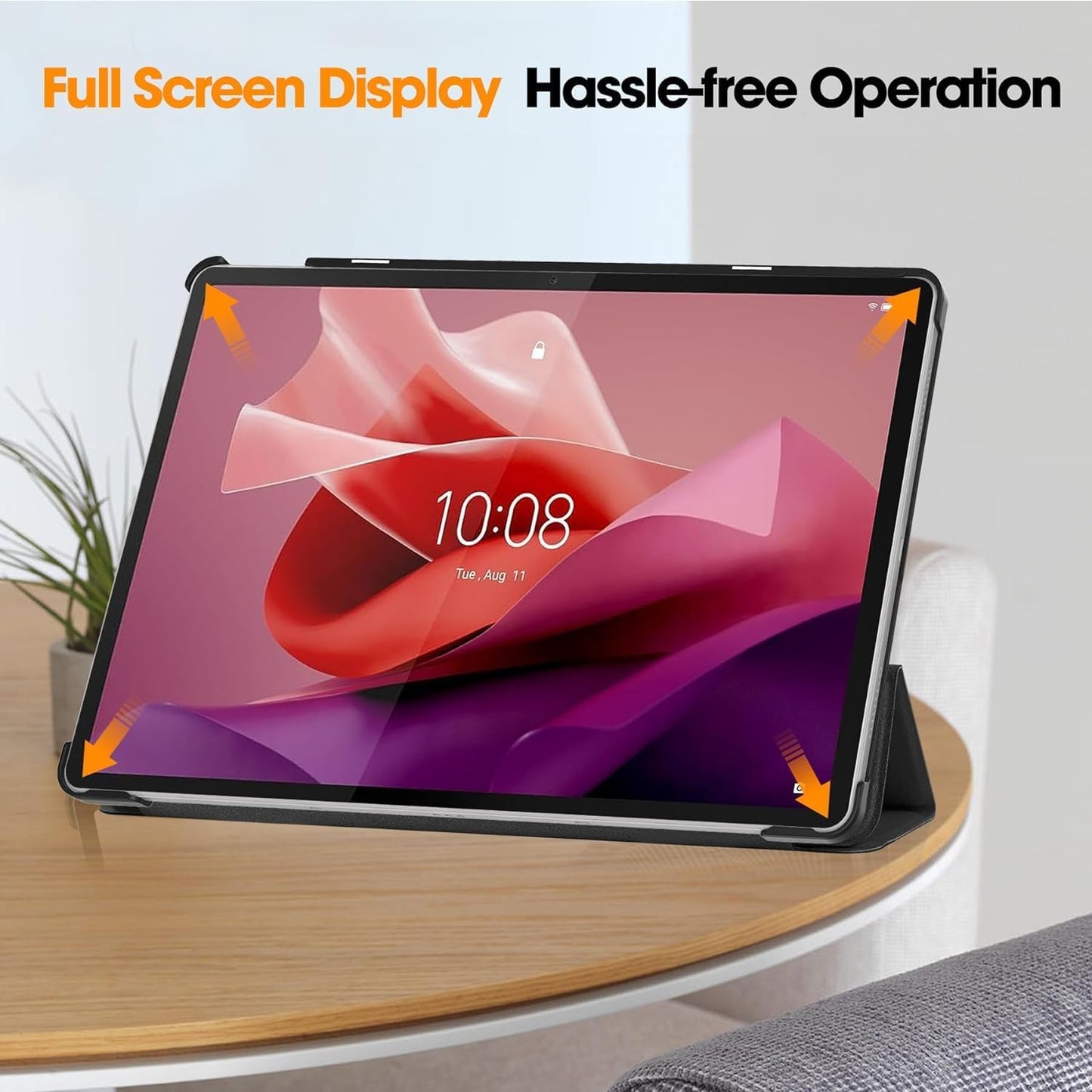 T Tersely Cases Slim Hard Stand Case for Lenovo Tab P12 12.7" Tablet, Black NEW