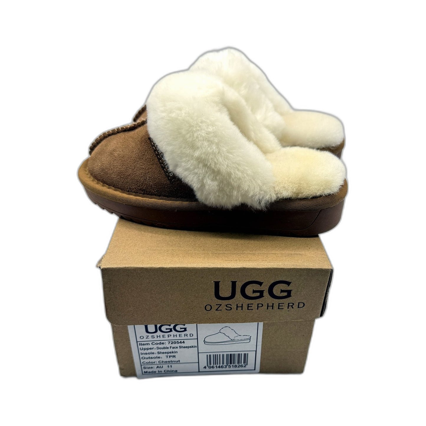 UGG Unisex Ozshepherd Sheepskin Slippers in Chestnut KIDS Size AU 11 NEW