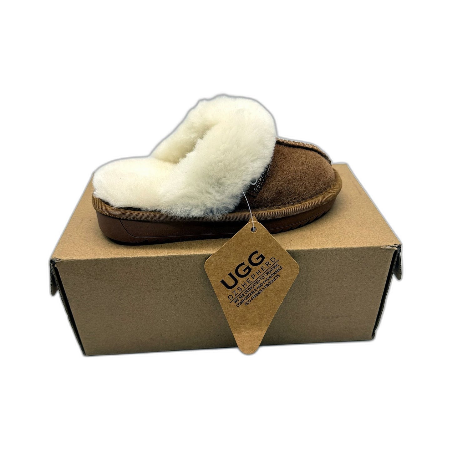 UGG Unisex Ozshepherd Sheepskin Slippers in Chestnut KIDS Size AU 11 NEW