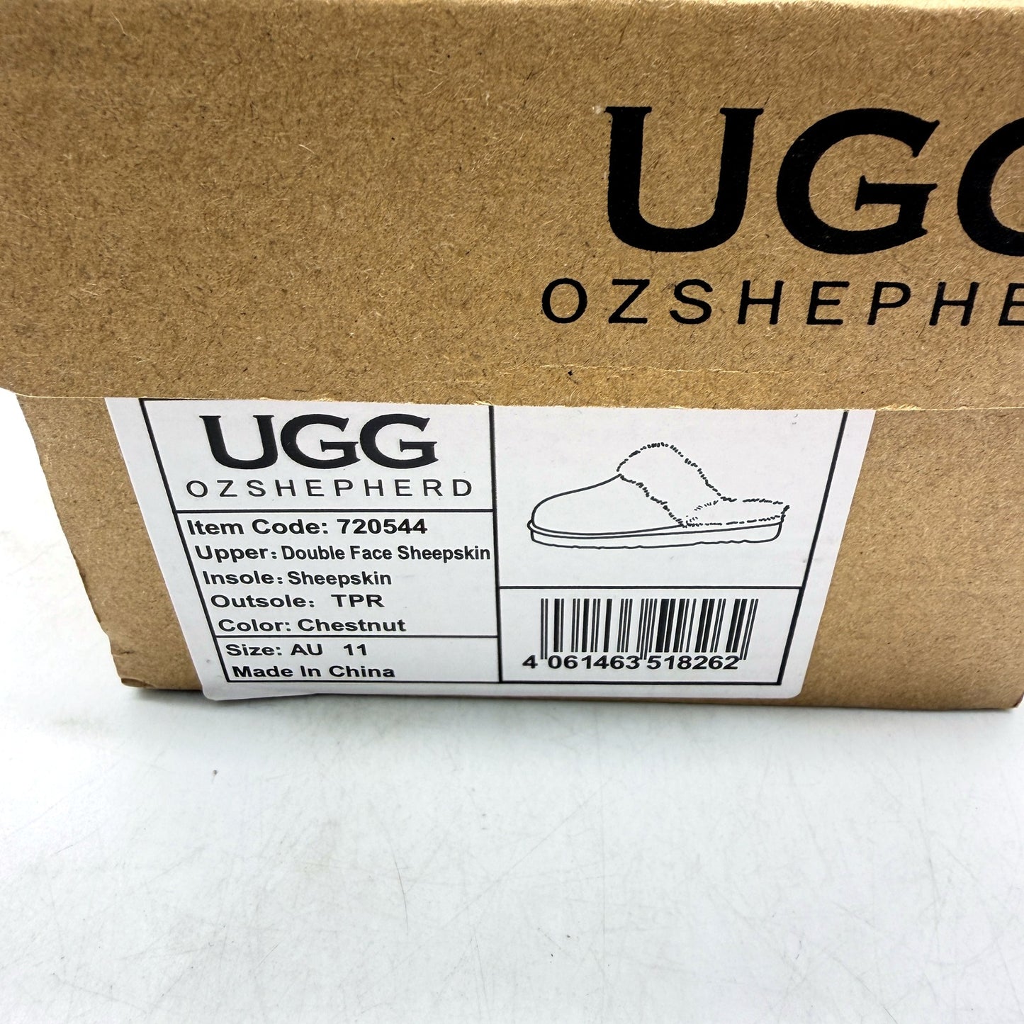 UGG Unisex Ozshepherd Sheepskin Slippers in Chestnut KIDS Size AU 11 NEW