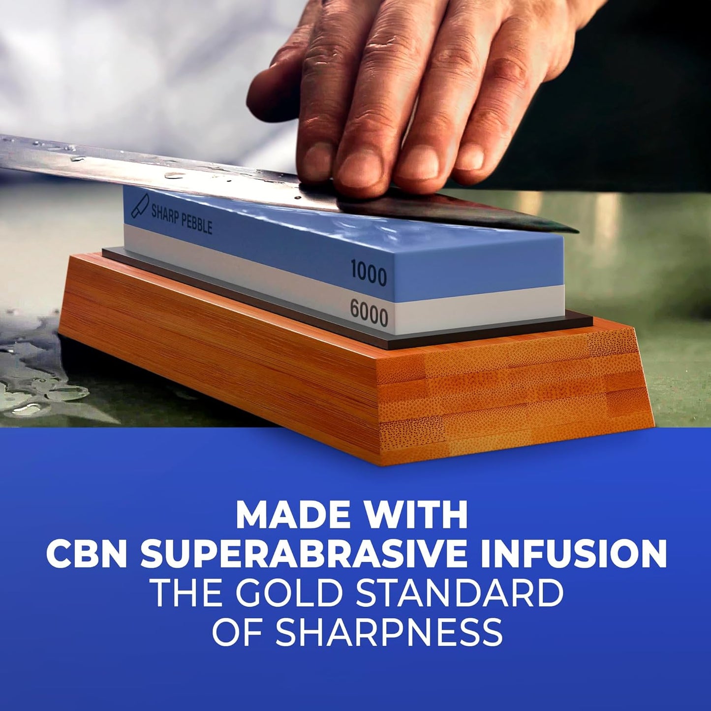 Sharp Pebble Premium Whetstone Knife Sharpening Stone 1000/6000 Grit NEW