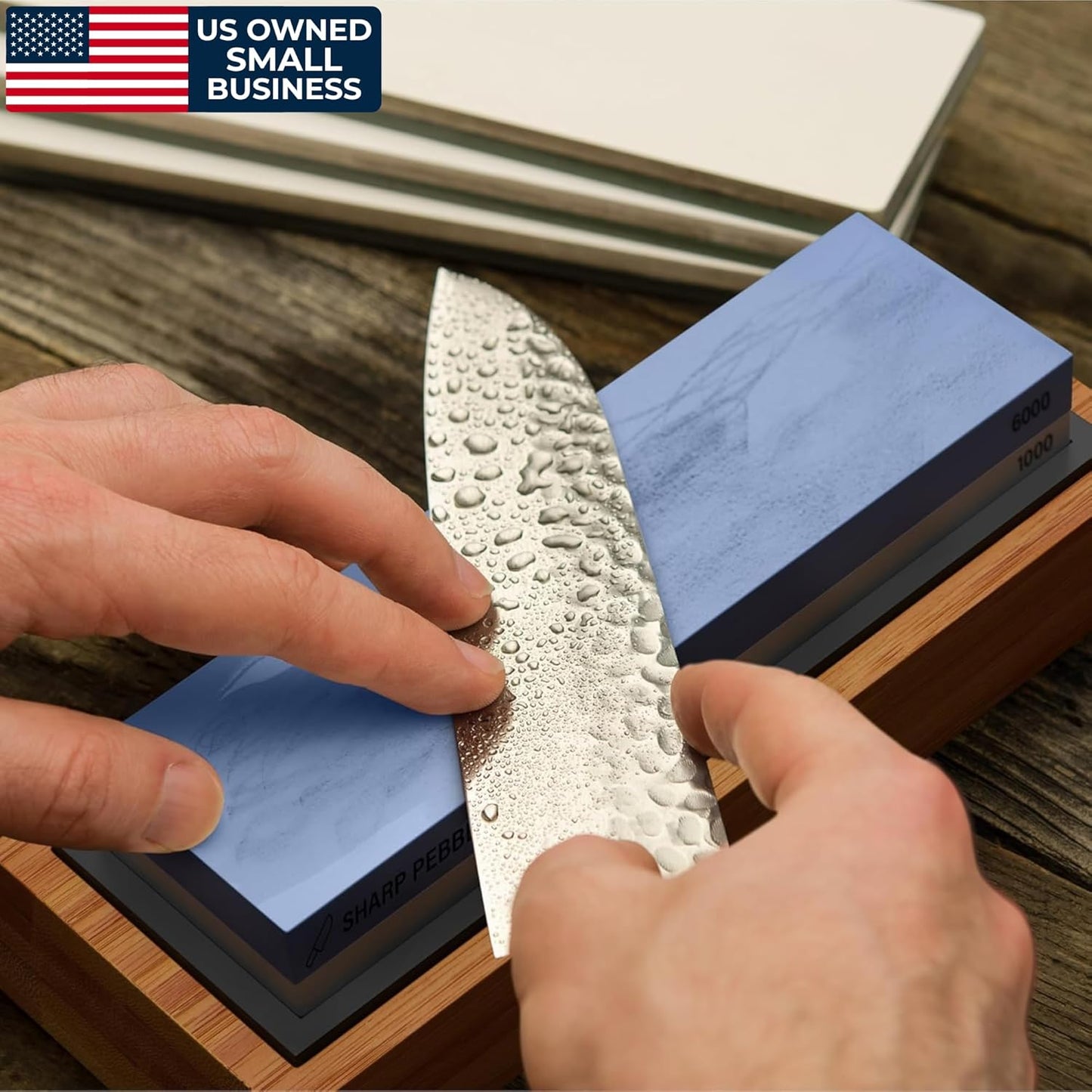 Sharp Pebble Premium Whetstone Knife Sharpening Stone 1000/6000 Grit NEW