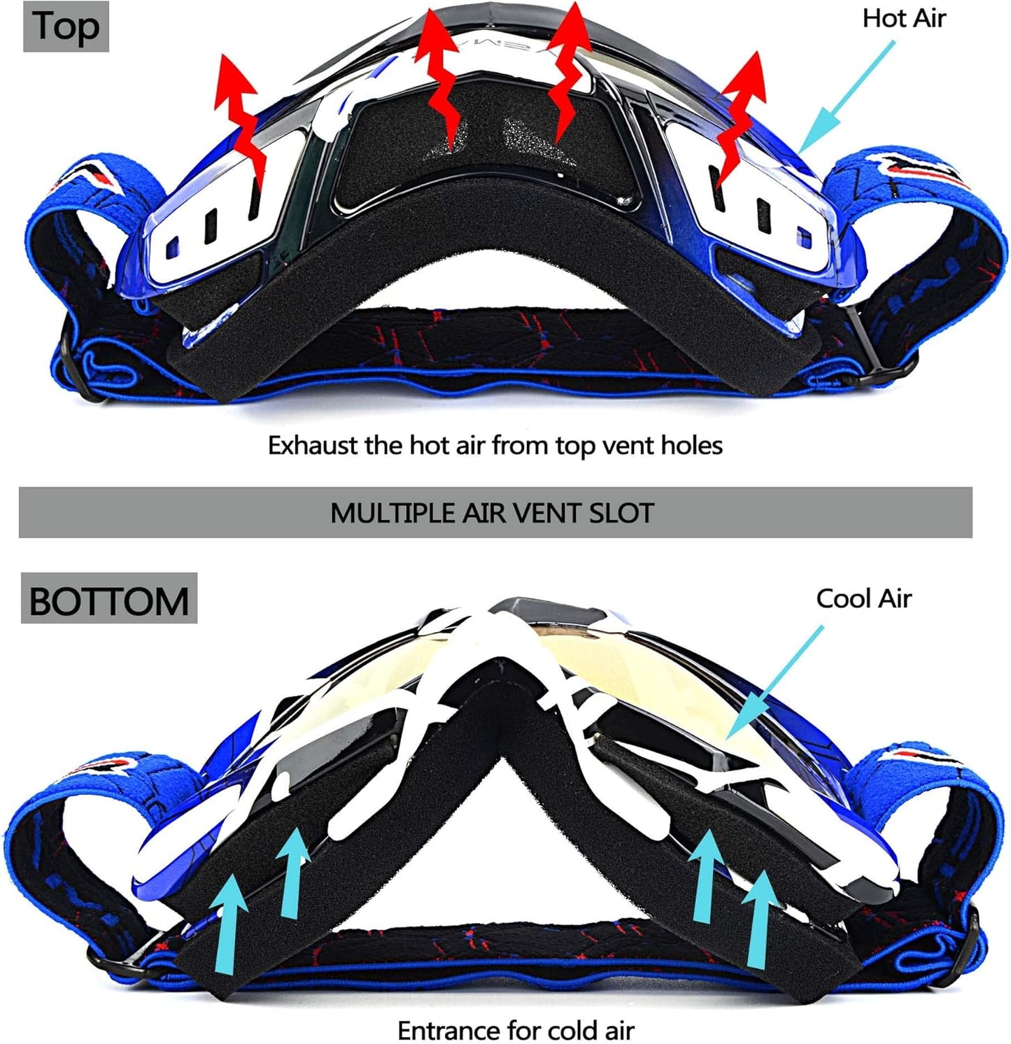 Ubelly Blue Polarized Motorcycle Goggles for Dirt Bike Racing Eyewear NEW