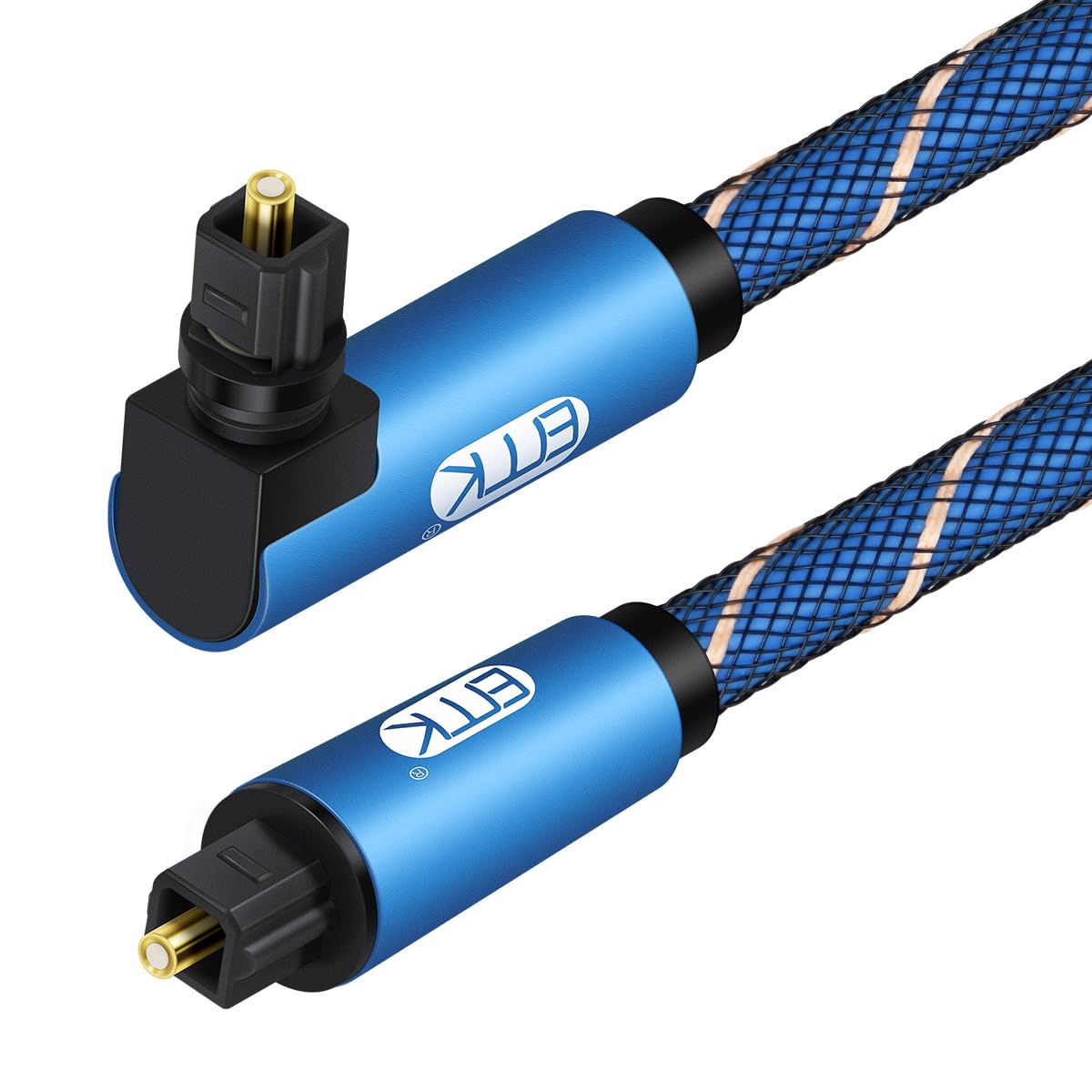 EMK Blue 90 Degree Toslink Optical Audio Cable for S/PDIF Digital Surround NEW