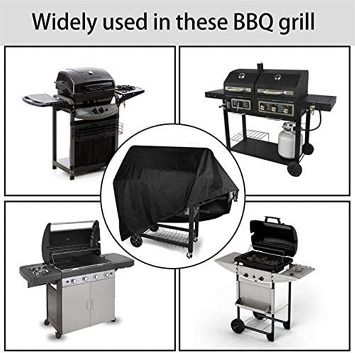 Outdoor Waterproof Black Barbecue Grill Cover, 58 Inch With Storage Bag NEW
