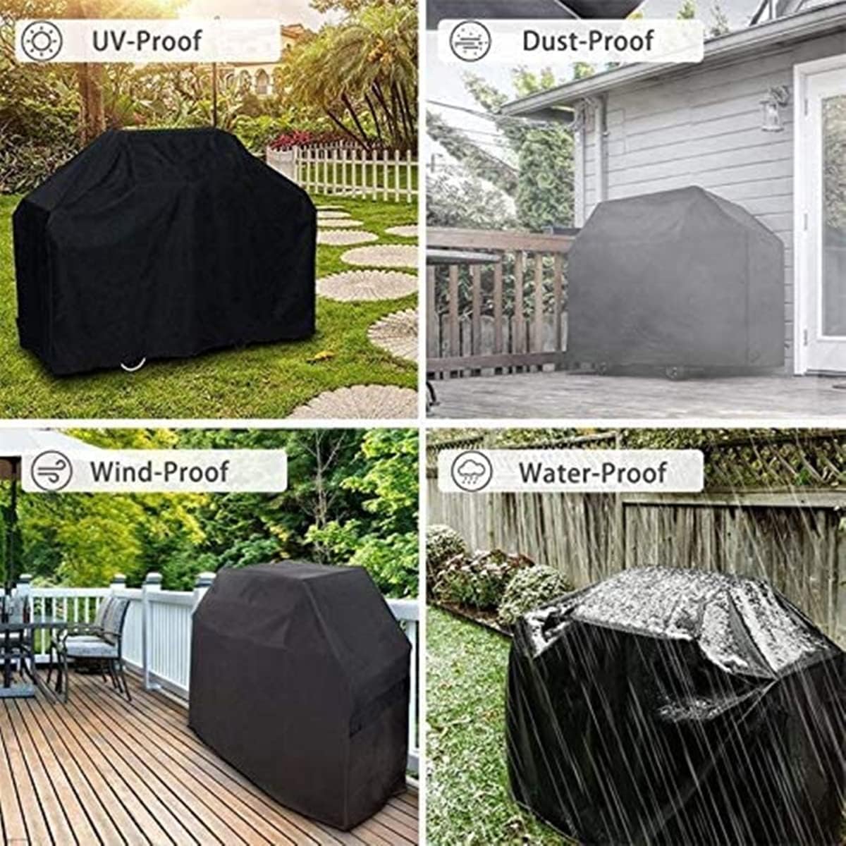 Outdoor Waterproof Black Barbecue Grill Cover, 58 Inch With Storage Bag NEW