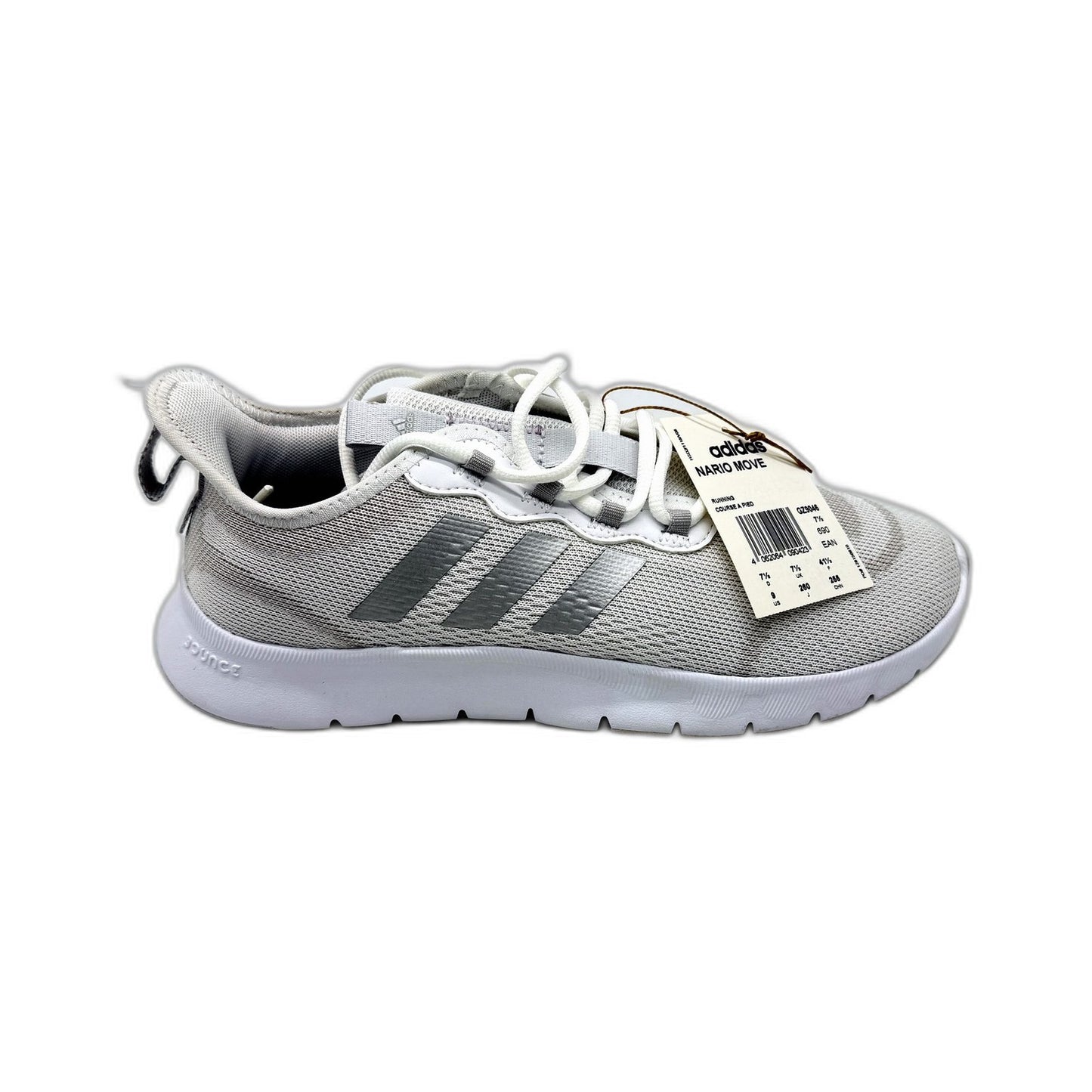 Adidas Womens Nario Move White & Grey Lightweight Running Shoes US 9 NEW