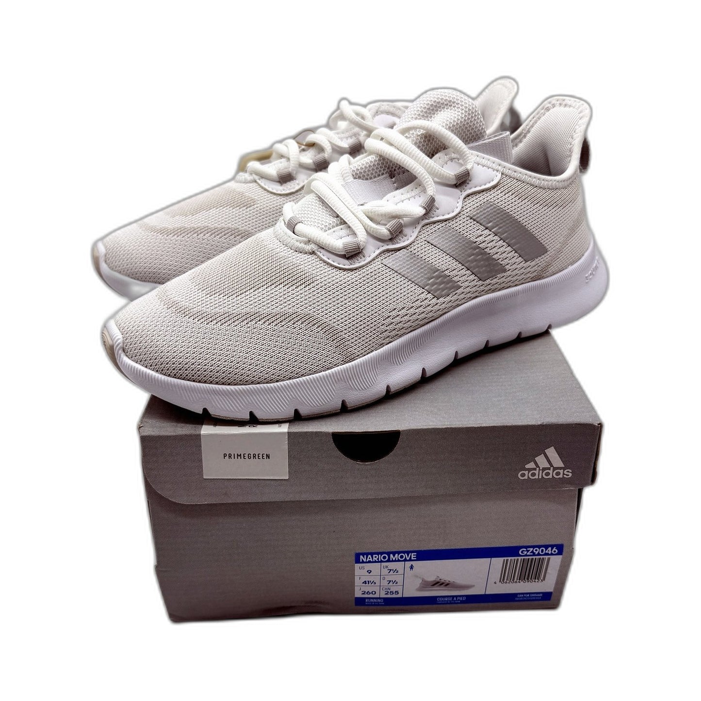 Adidas Womens Nario Move White & Grey Lightweight Running Shoes US 9 NEW