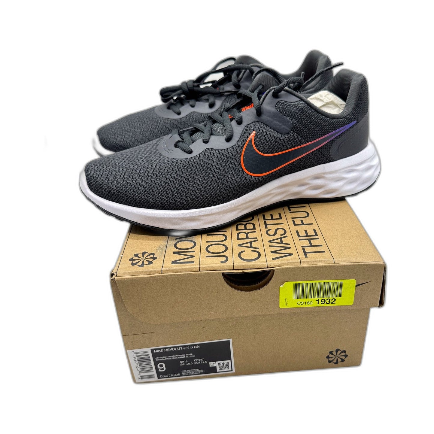 Nike Mens Revolution 6 NN Running Shoes in Anthracite Grey Size US 9 NEW