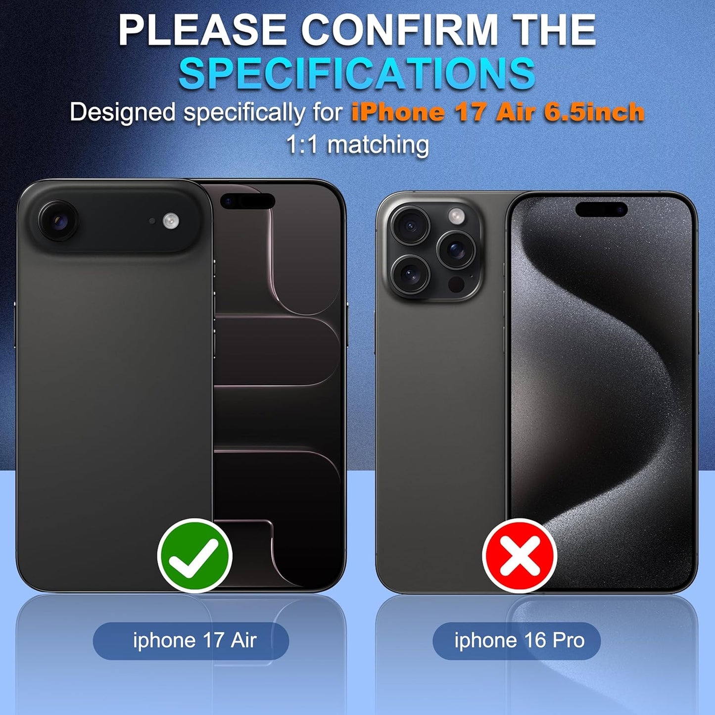 T Tersely 2-Pack Tempered Glass Screen Protectors for iPhone 17 Air Black NEW