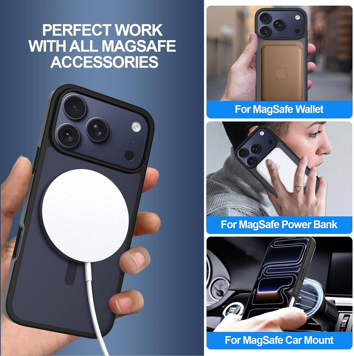 T Tersely Basic Magnetic Transparent Back Case for iPhone 17 Pro Matte Black NEW