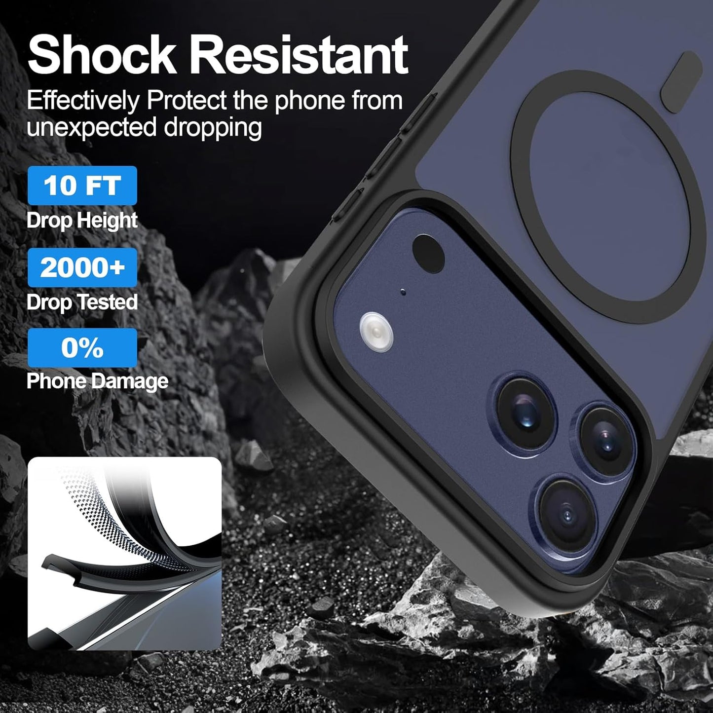 T Tersely Basic Magnetic Transparent Back Case for iPhone 17 Pro Matte Black NEW
