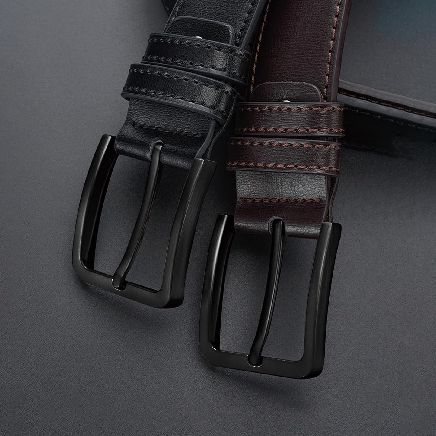 Byssie Casual Belts Leather Belt Adjustable Needle Buckle Classic Work BROWN NEW