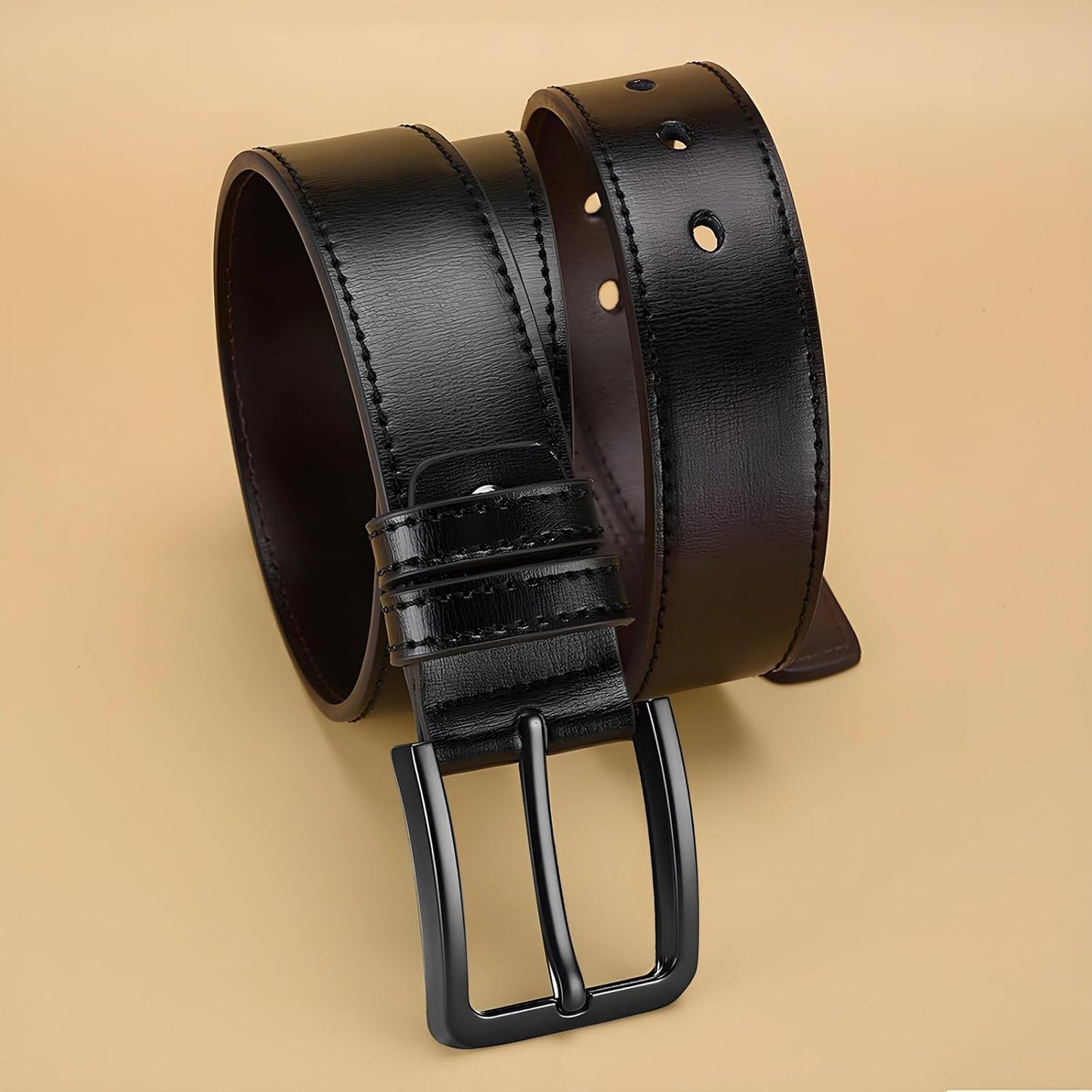 Byssie Casual Belts Leather Belt Adjustable Needle Buckle Classic Work BROWN NEW