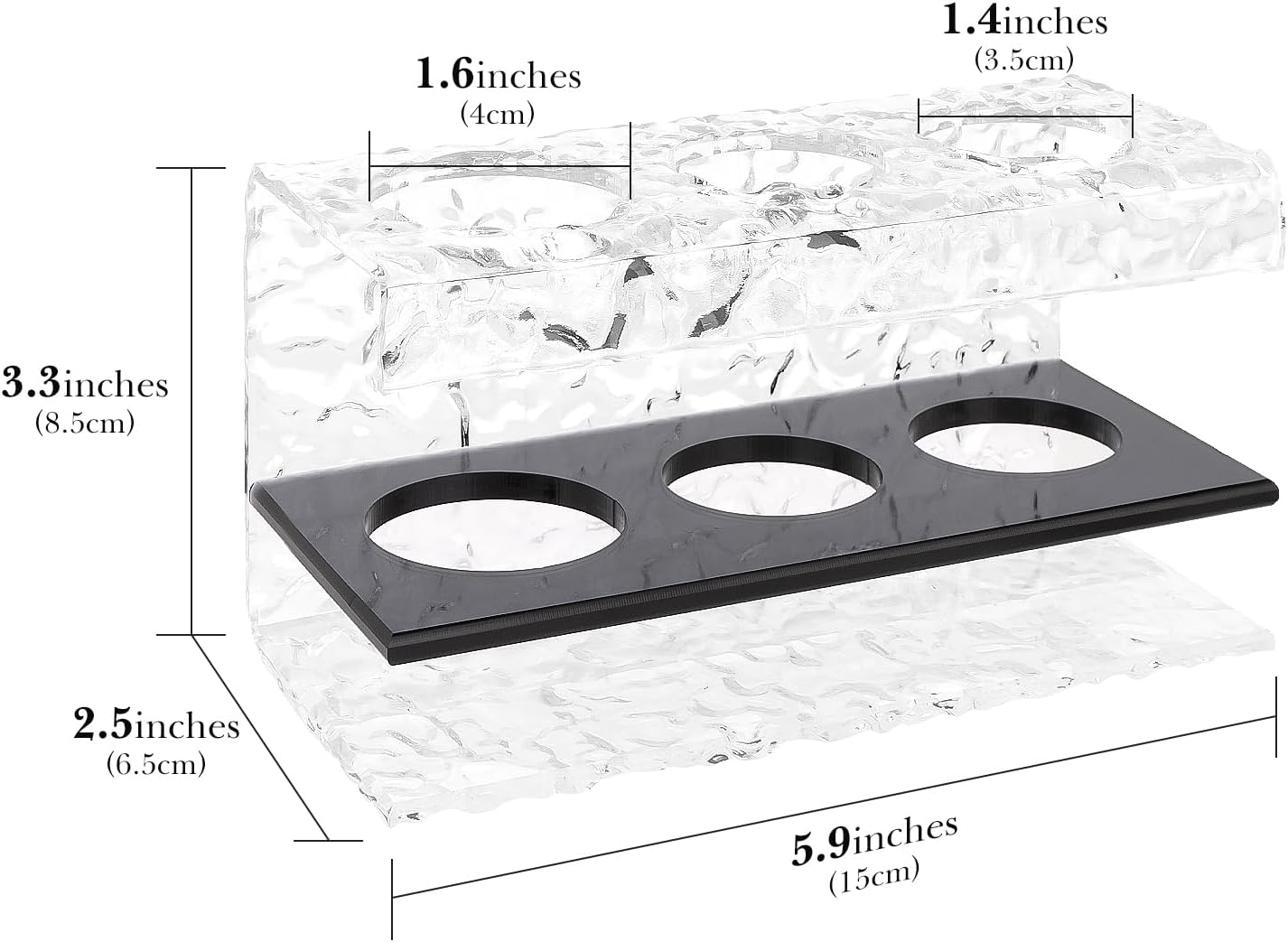 Linkidea Acrylic 3-Slot Toothbrush Holder for Bathroom Shower Storage Black NEW
