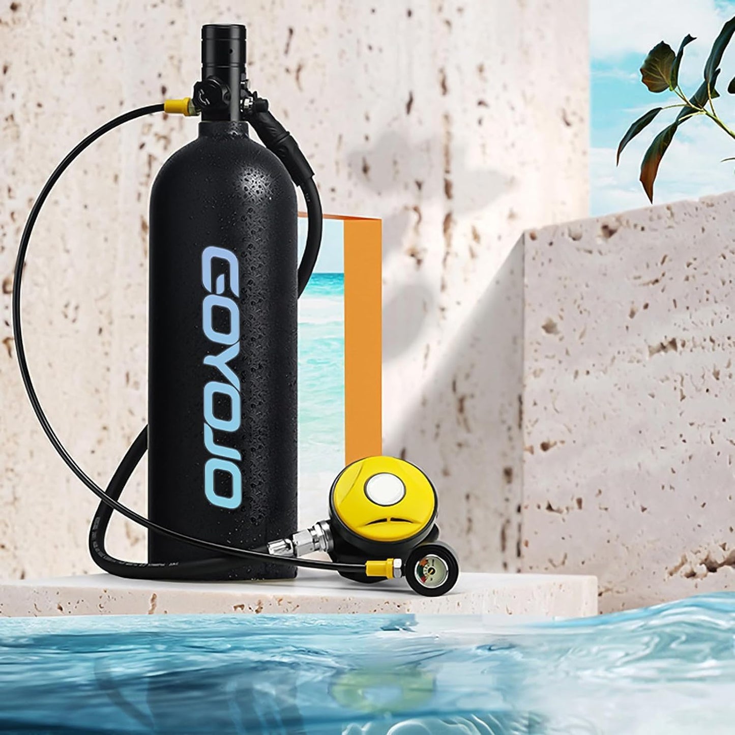 GOYOJO 2L Mini Diving Tank Pump Set with Flash Black - Portable Scuba Gear NEW