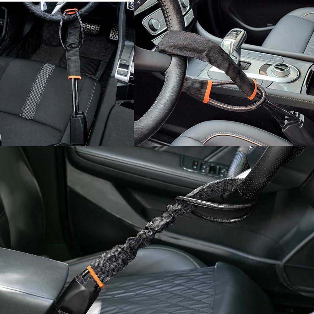 Naisfei Universal Anti-Theft Steering Wheel Lock - Black Locking Device NEW