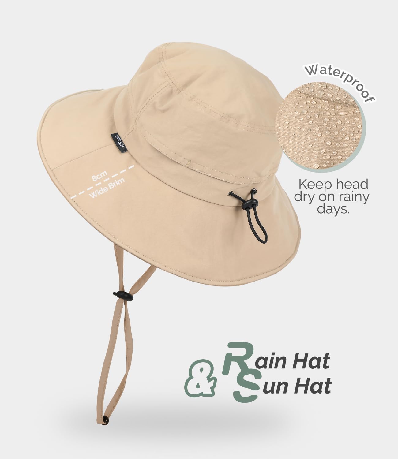 Creekstone Waterproof Bucket Hat Sun Protection UPF50+ Packable Khaki OSFM NEW