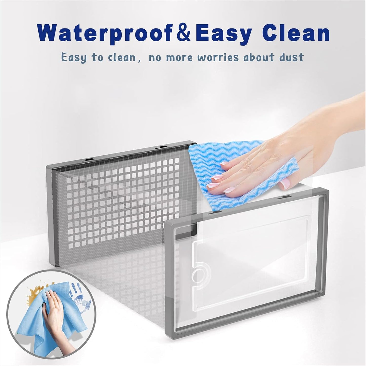 stusgo Clear Plastic Stackable Shoe Organizer Boxes 12-Pack Boot & Storage NEW