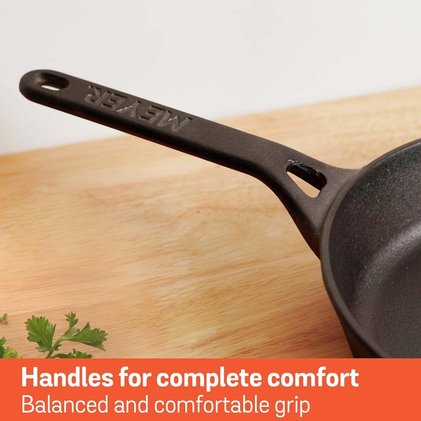 Meyer Pre-Seasoned Cast Iron Frying Pan 24cm Toxin-Free Nonstick Cooking NEW