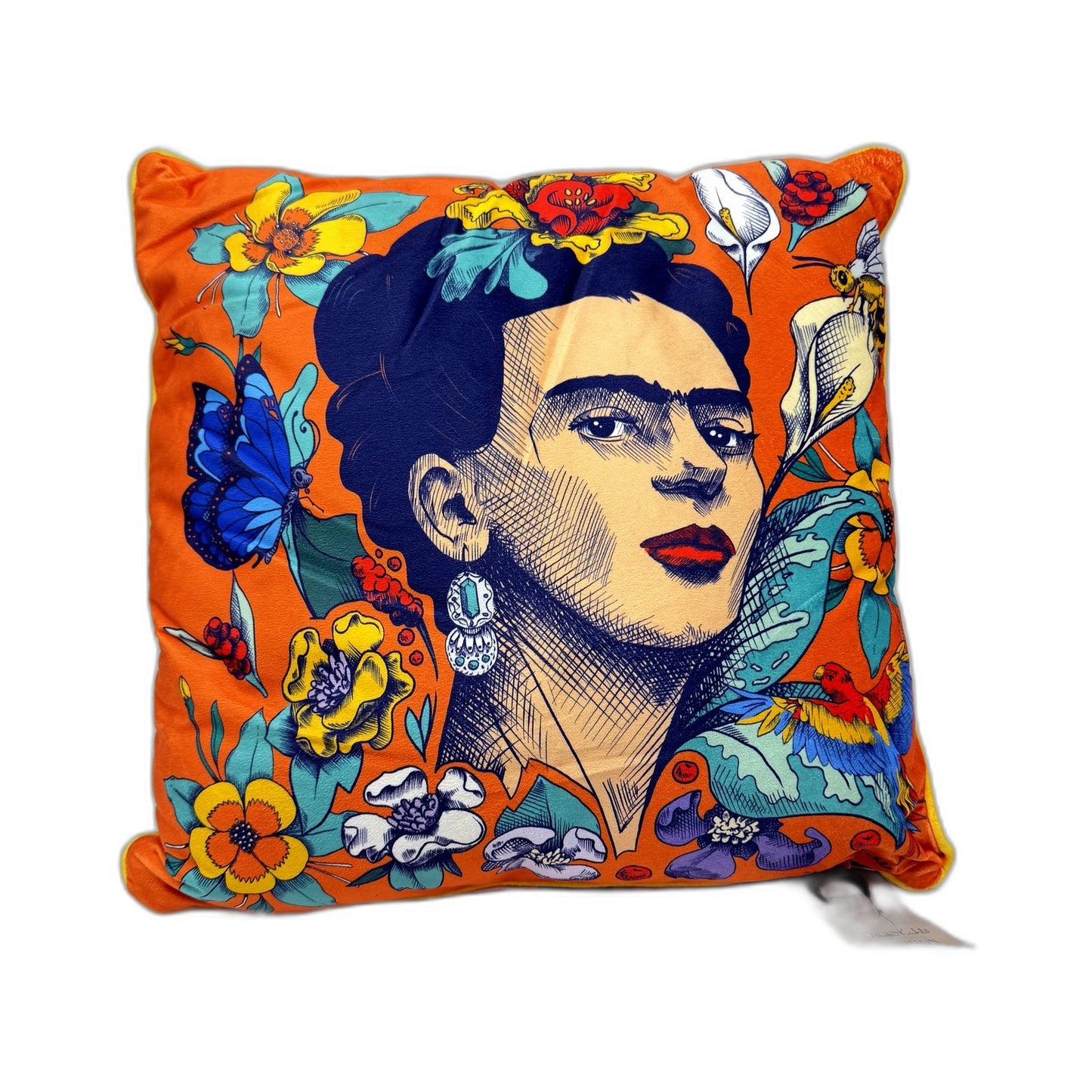 Frida Kahlo Decorative Throw Pillow 45cm Floral Cotton Multicolor Size NEW