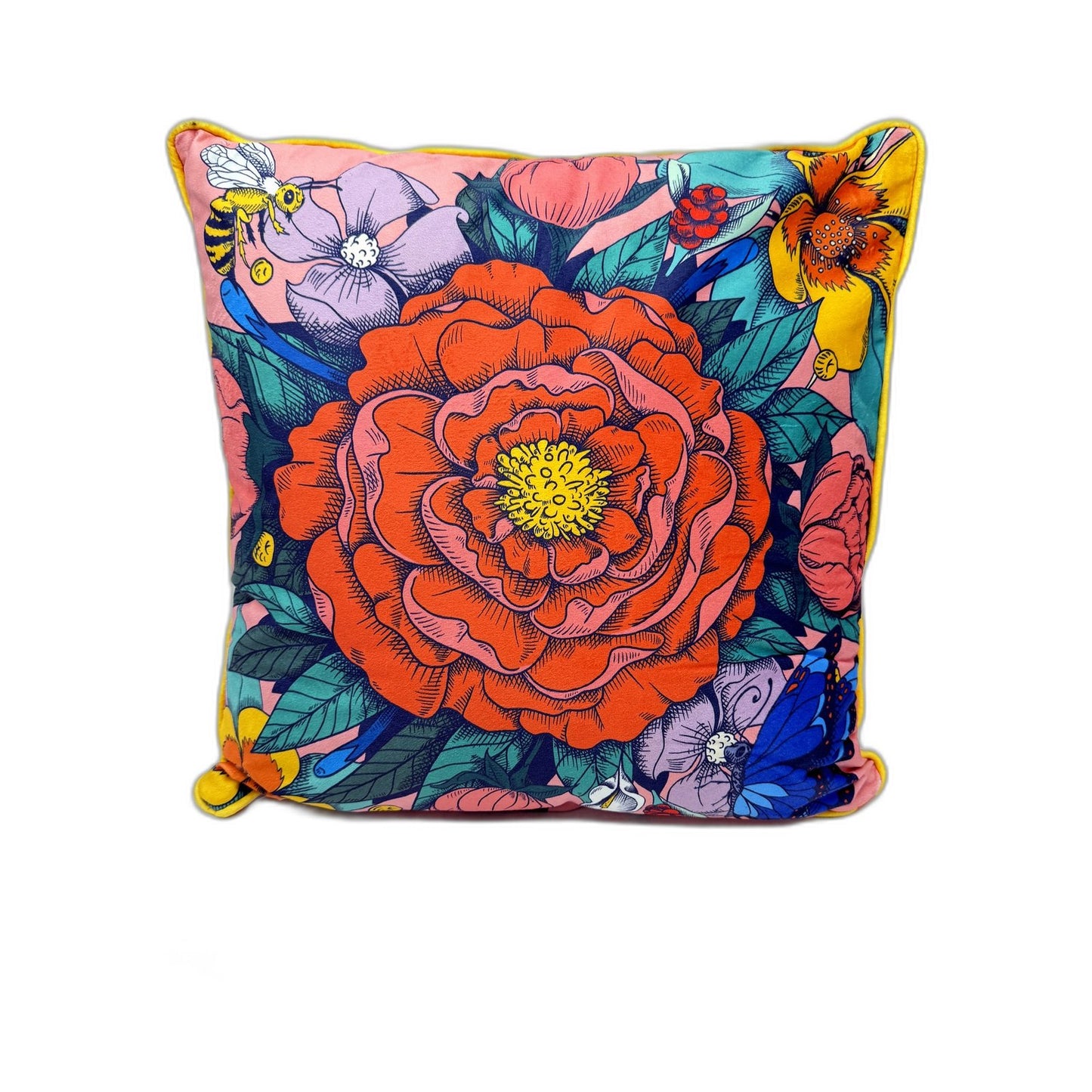 Frida Kahlo Decorative Throw Pillow 45cm Floral Cotton Multicolor Size NEW
