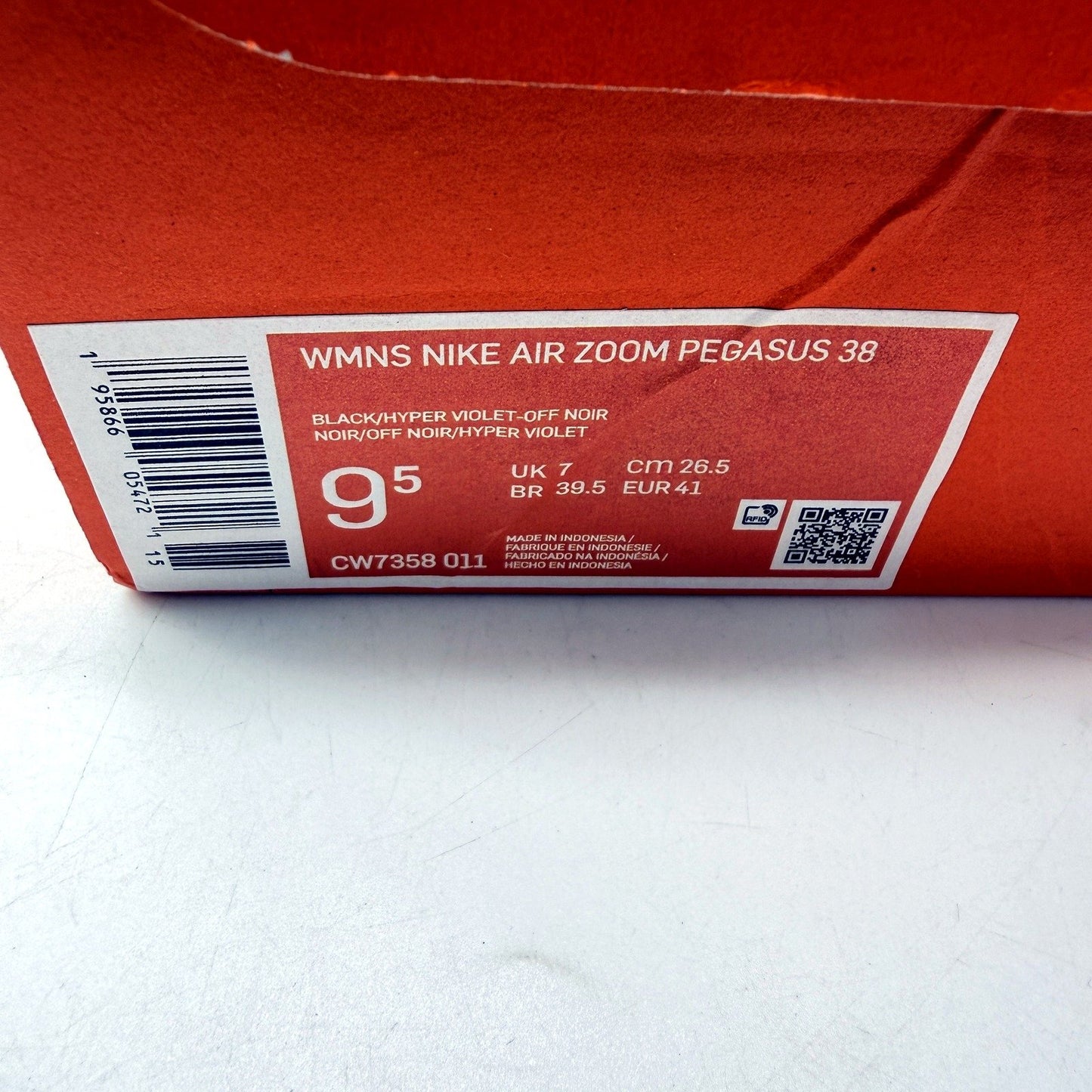 Nike Womens Air Zoom Pegasus 38 Running Shoes Black/Hyper Violet Size US 9.5 NEW