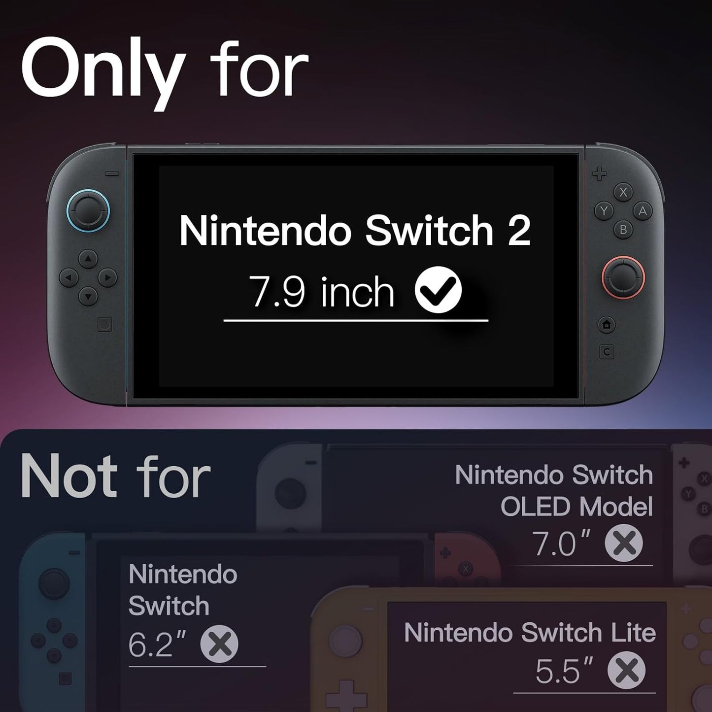 JETech Tempered Glass Screen Protector for Nintendo Switch 2 2025 - Clear NEW