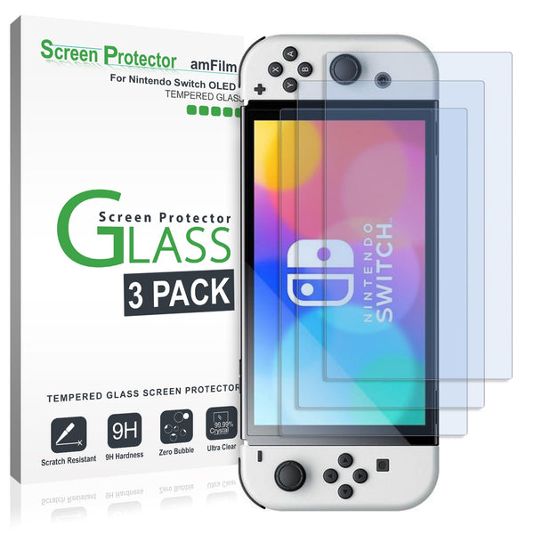 Tempered Glass Screen Protectors 3Pck for Nintendo Switch OLED Model NEW